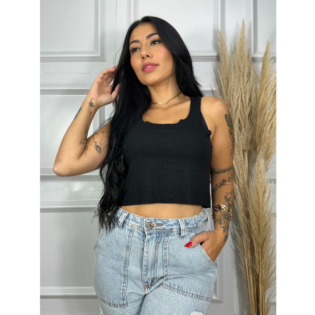 Cropped Regata Lisa Treino Academia Feminino Dry Fit Confortável
