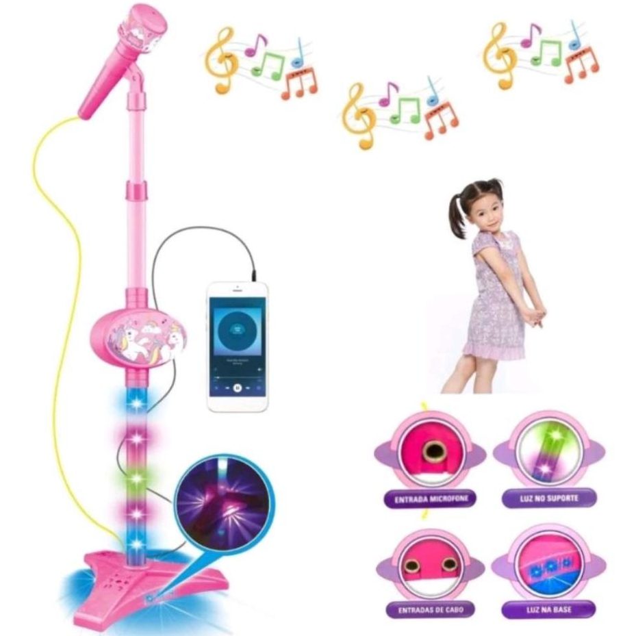 Microfone Infantil Com Som e Luzes Pedestal - Envio Imediato -