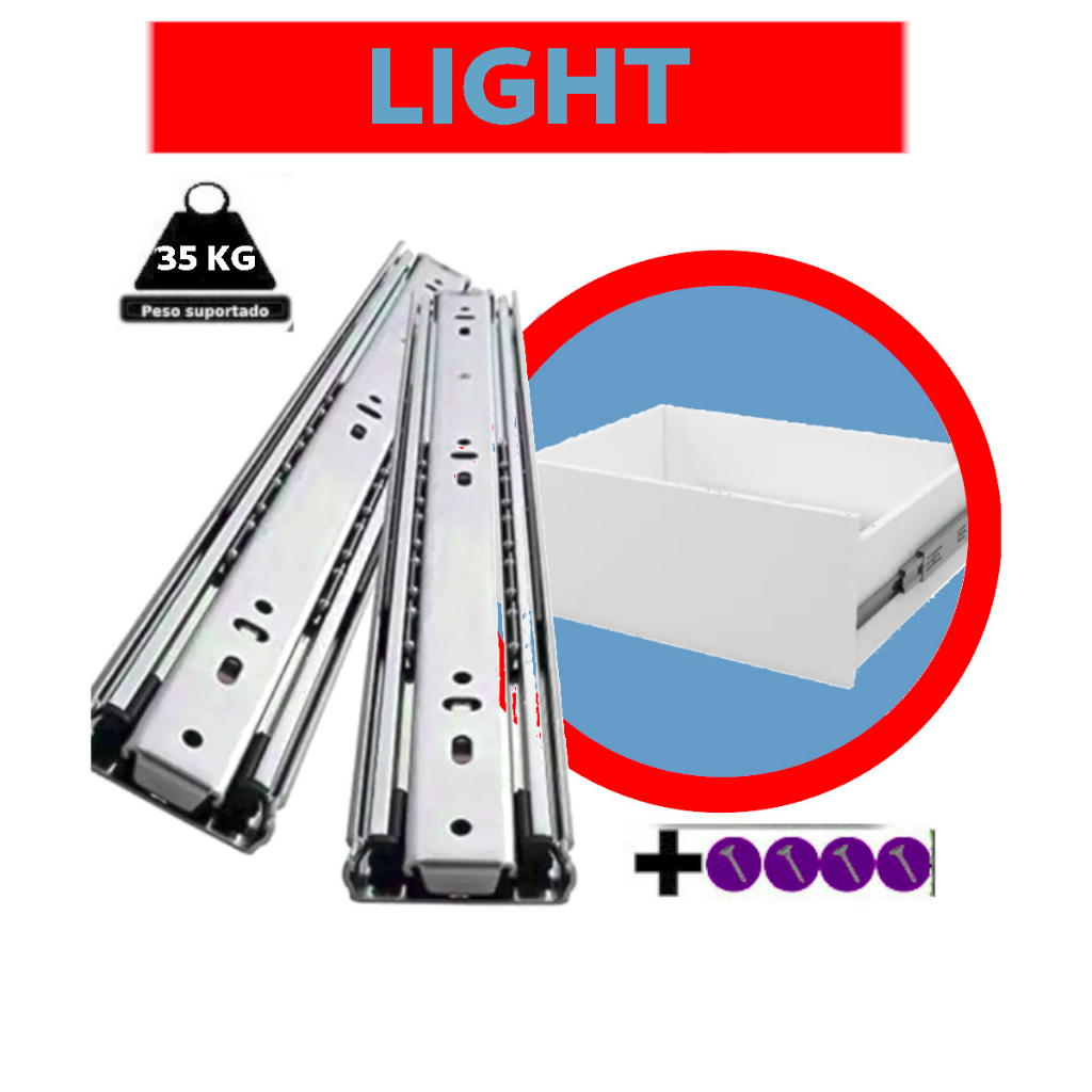 KIT 6 PARES CORREDIÇA 30CM TELESCÓPICA   TRILHO TESCÓPICO DE GAVETA /ARMÁRIOS/ MÓVEIS.