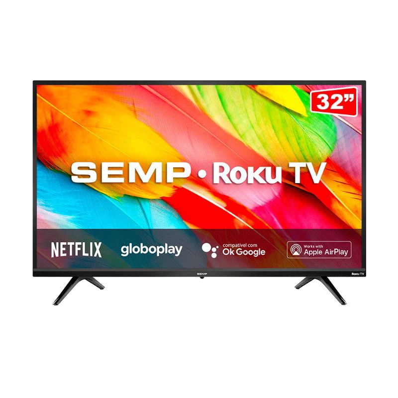 Smart TV SEMP LED HD 32" ROKU R6500, 32R6500 Preta