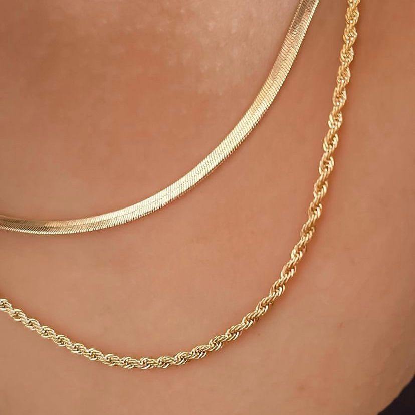 Colar Choker Corrente Baiano a Prata925 e Ouro18k