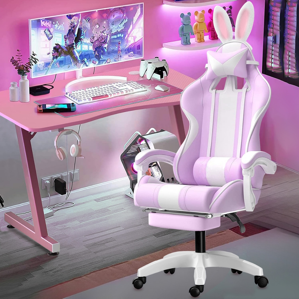 Cadeira Gamer Reclinável Ergonômica Base Giratória Cadeira Gamer Reclinável Ergonômica Base Giratória cor：Roxo