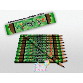 Lembrancinha Minecraft/ Lápis Personalizado em Oferta na Shopee