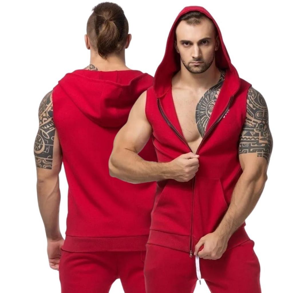 Colete Regata Machão Masculina Com Capuz Camiseta Academia