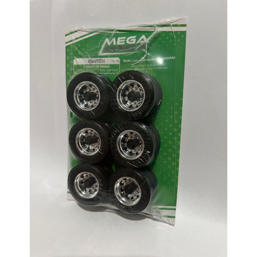 Kit 3 Pares de Rodas traseiras com pneu liso, escala 1/32