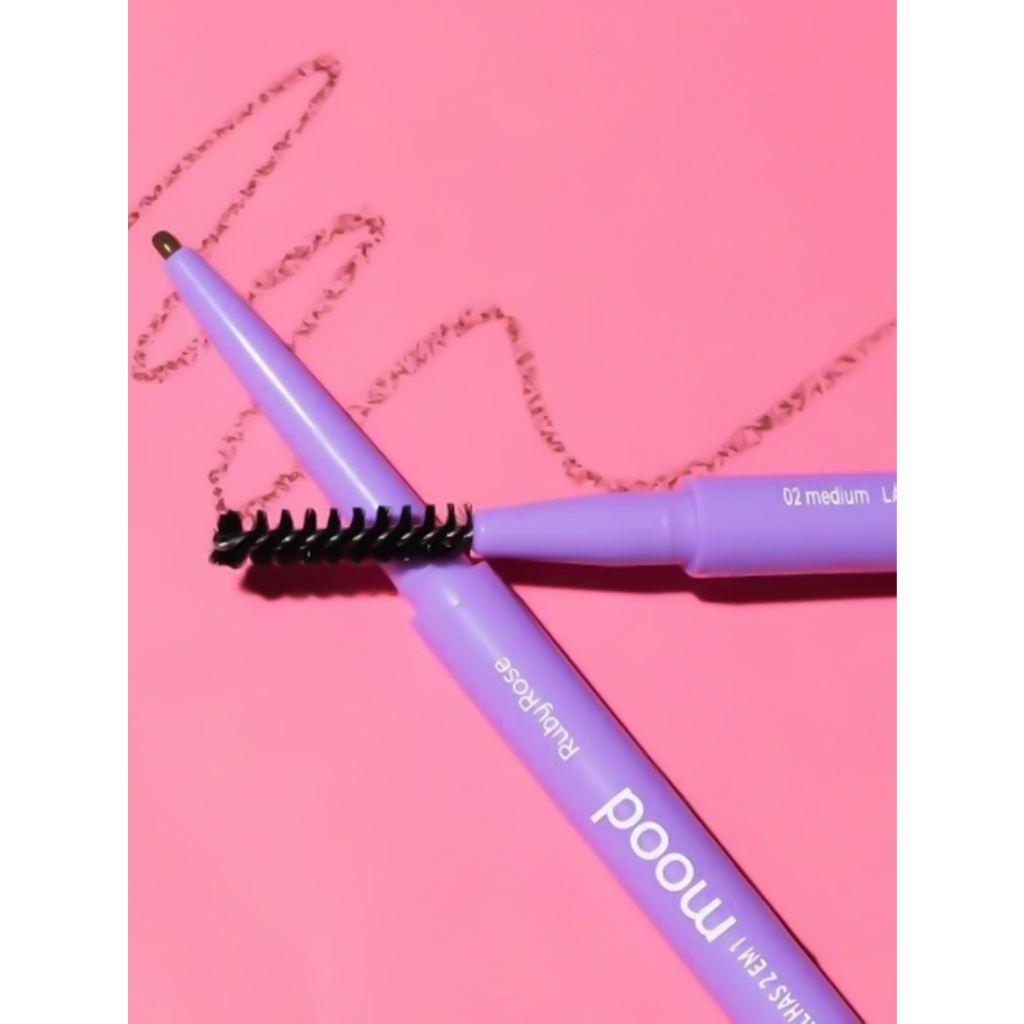Lápis Retrátil Sobrancelhas 2 em 1 Ponta Fina Preenche e Desenha com Pincel para Pentear 03 Drak Mood ruby Rose HB 521-3