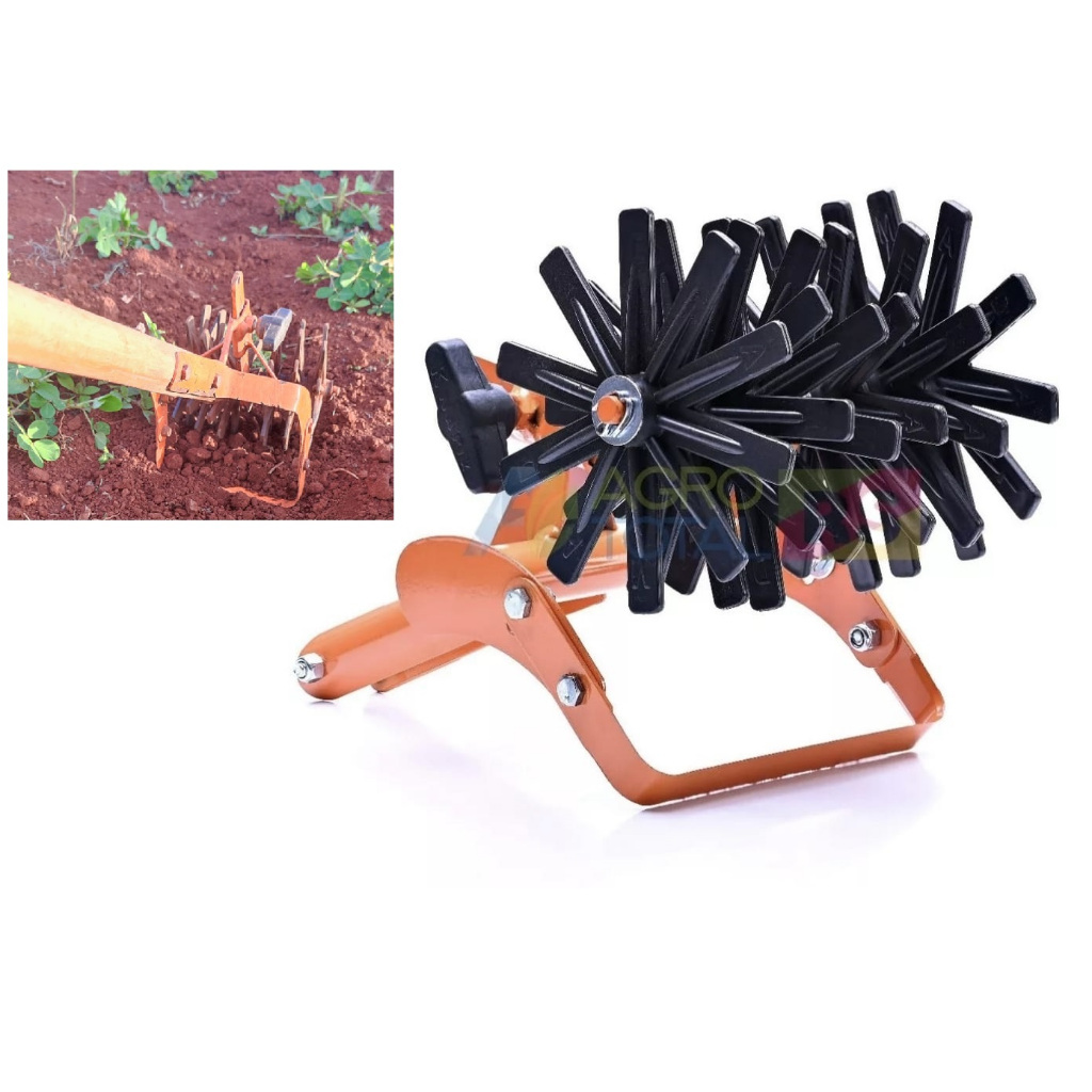 Enxada Madalena 16cm P/ Horticultura Capina Enchada com Rotores Cultivador Rotativo Manual