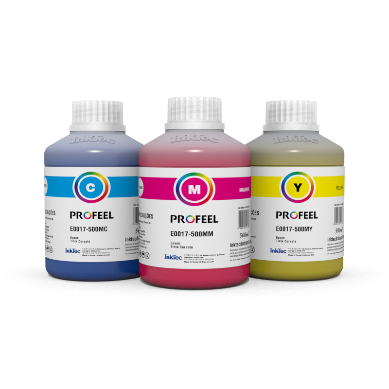 Kit 3x500ml Tinta Corante InkTec Profeel E0017 Coloridas Compatível com Impressoras Epson jato de tinta L110 L120 L210 L220 L355 L365 L375 L395 L396 L455 L395 L496 L555 L575 L595 L596 L800 L805 L850 L3110 L3150 L3210 L3250M1120 L5190 L2170