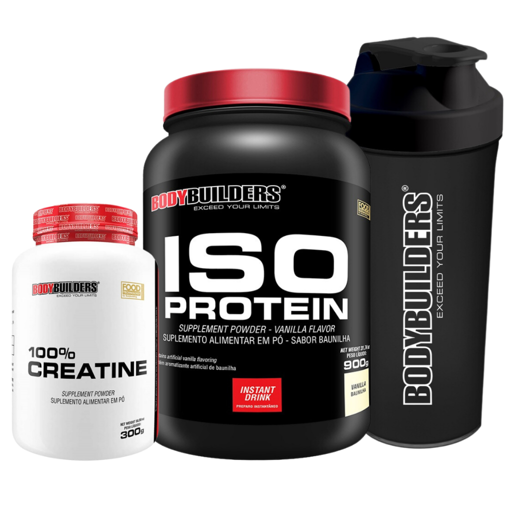 Kit Whey Protein Concentrado 900g + Creatina Monohidratada 300g - 100% Importado - Bodybuilders