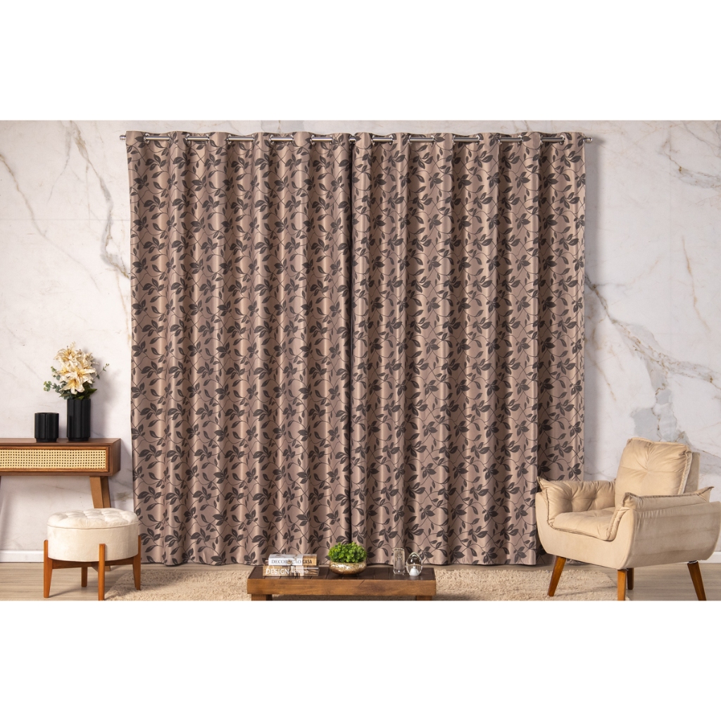 Cortina Blackout Corta Luz Tecido Estampado  Sala Quarto 4.00 x 2,70
