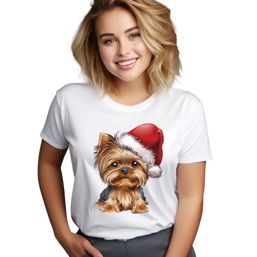 Camiseta Plus size Feliz Natal Yorkshire Papai Noel Merry Christmas