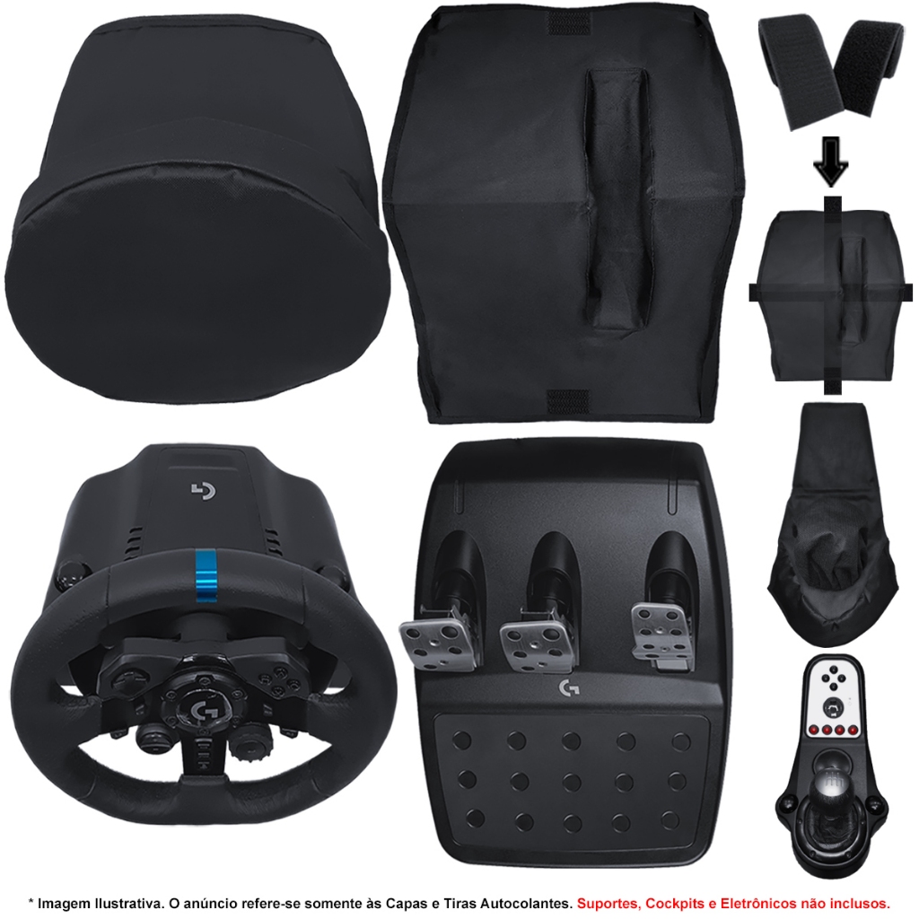 Capas Protetoras p/ Volante, Base e Pedais + Capa p/ Câmbio G25 / G27 Simulador Gamer Logitech