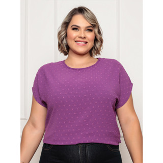 ATLANTIS Blusa comfortavel Feminina /duna/ pipoca/ Manga Curta/ Plus Size/Tam Unico
