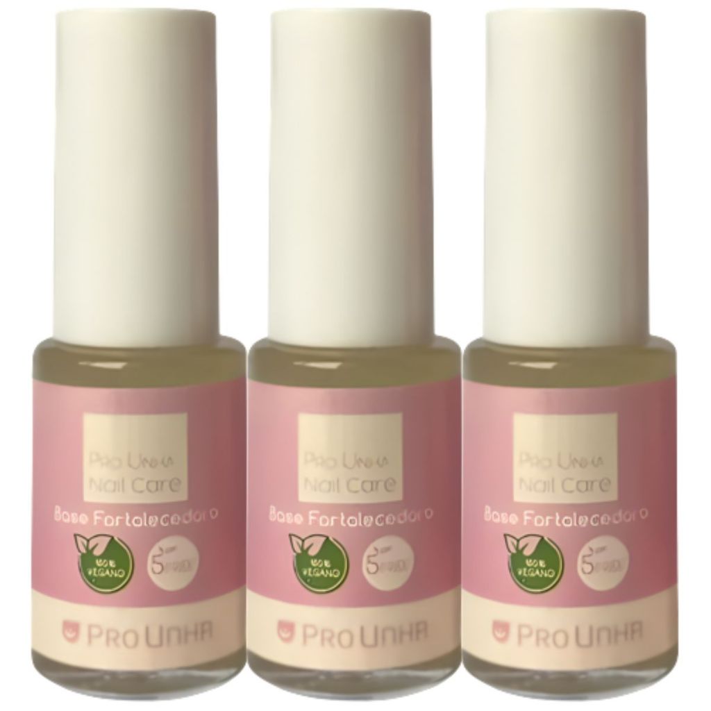 3 Unidades Base Fortalecedora Vegana Antimicótico Nail Care 9ml - Pro Unha