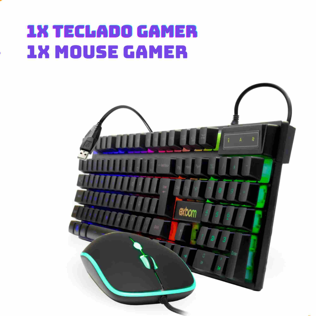 "Kit Gamer: Teclado Mecânico e Mouse Óptico RGB+Teclado E Mouse Gamer Inteligente Led RGB+ Teclado Mecânico E Mouse Gamer Óptico RGB+