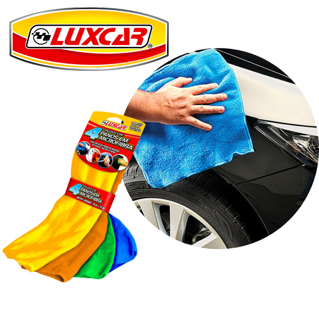 Conjunto com 4 Panos  Microfibra  Limpeza Multiuso Luxcar em Oferta na Shopee