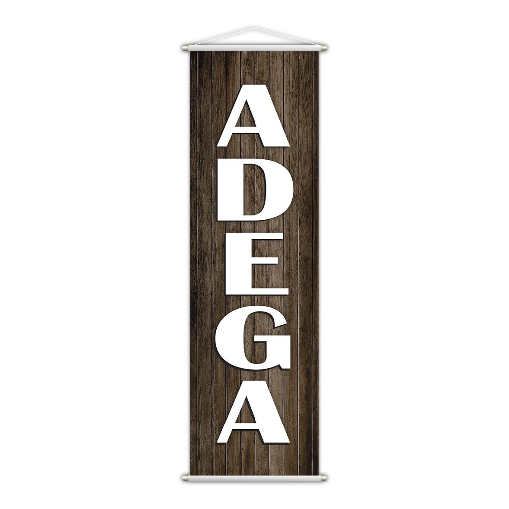 Banner Adega Cerveja Vinho Bebidas Bar Serviço Lona Madeira 100x30cm