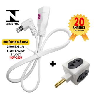 Extensão elétrica 20 AMPERES com 80cm Acompanha Um Adaptador CUBO Cordão prolongador curvo para alta potencia Megatron Pronta Entrega