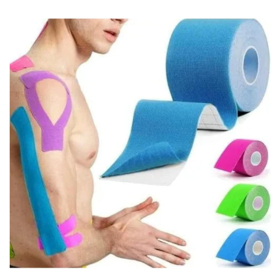 Bandagem Funcional Elástica Fita Kinesio Tape Adesiva Dores 5m x 5cm - OFERTA