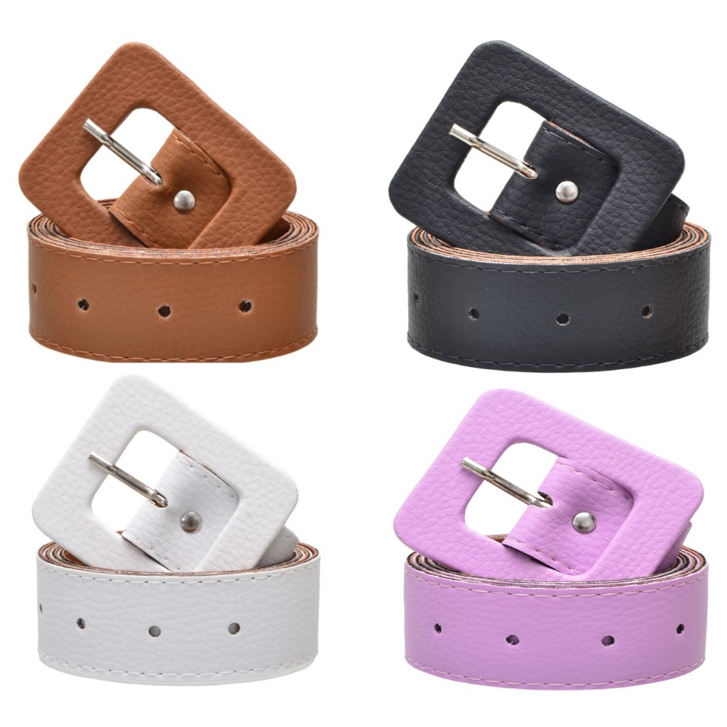 Kit 4 Cinto Feminino 1,10 cm Fivela Quadrada Maria Cintos Moda Blogueira Ótima Qualidade Look