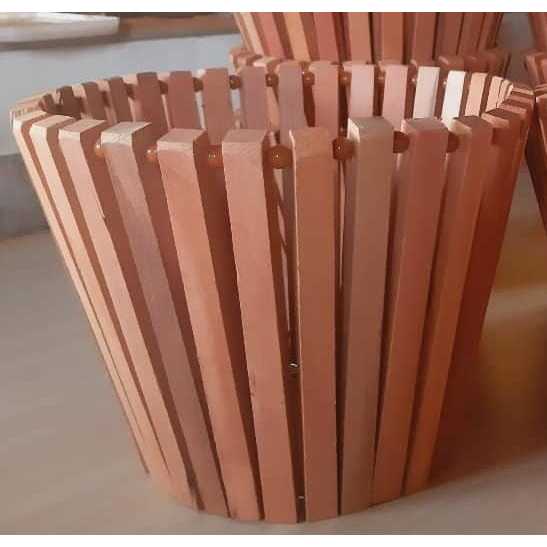 Cachepot/cachepô Madeira Peroba Rosa Modelo Cuia 15x23 Kit Com 4 Unidades.