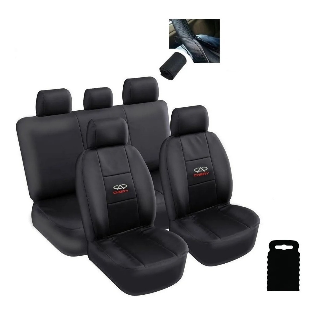 Capas De Banco Carro Couro Impermeável Automotivo Chery Tiggo Celer Cielo Face Qq + Capa De Volante