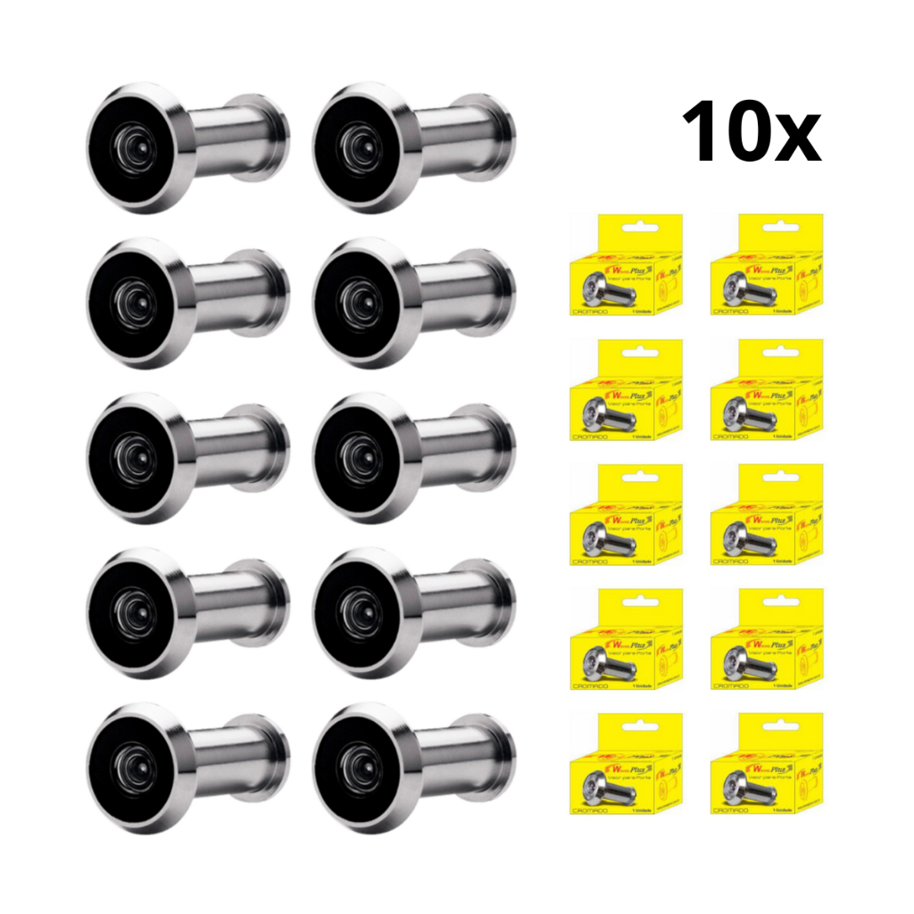 Kit 10 Olho Mágico Para Protetor De Porta Portão Prata Segurança - Promoção em Oferta na Shopee