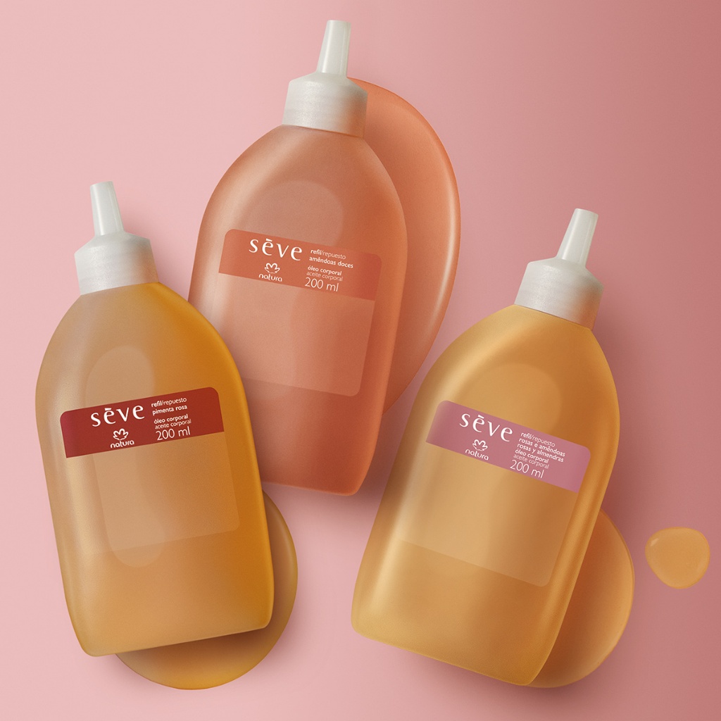 Refil Oléo Seve 200 ml, Amêndoa Doce, Pimenta Rosa, Amêndoa doce intensa, rosa e amêndoas, Orquidea Negra
