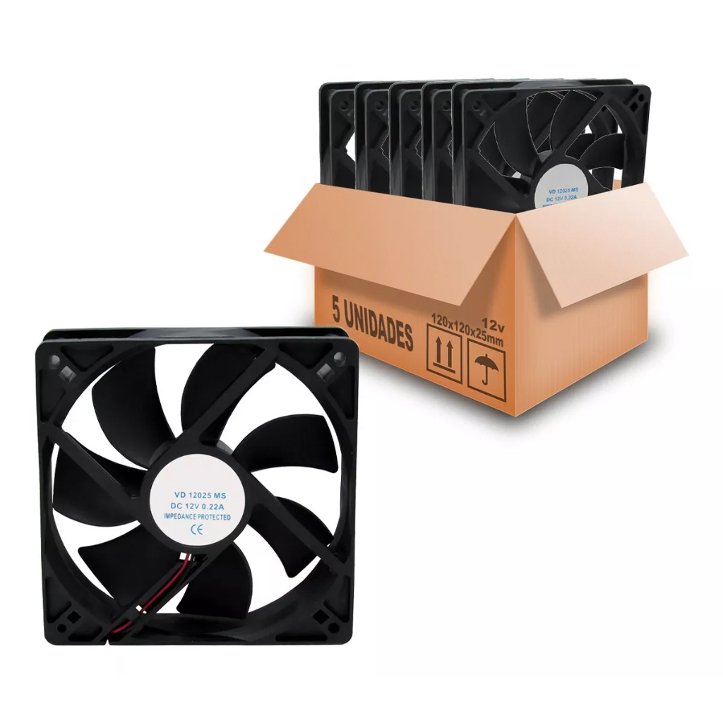 5pcs Ventilador Cooler Ventoinha Fan 120x120x25mm 12v