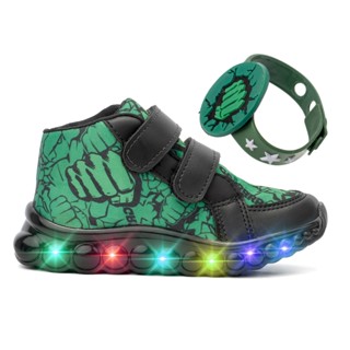 Tenis Botinha Hulk Esmaga Infantil Crianca Masculino De Led Com Pulseira