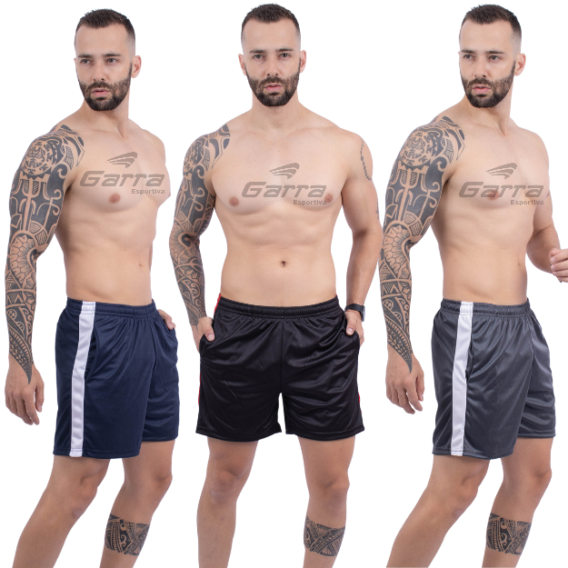 KIT 3 Bermuda masculina Fit Cores para atividade física e academia