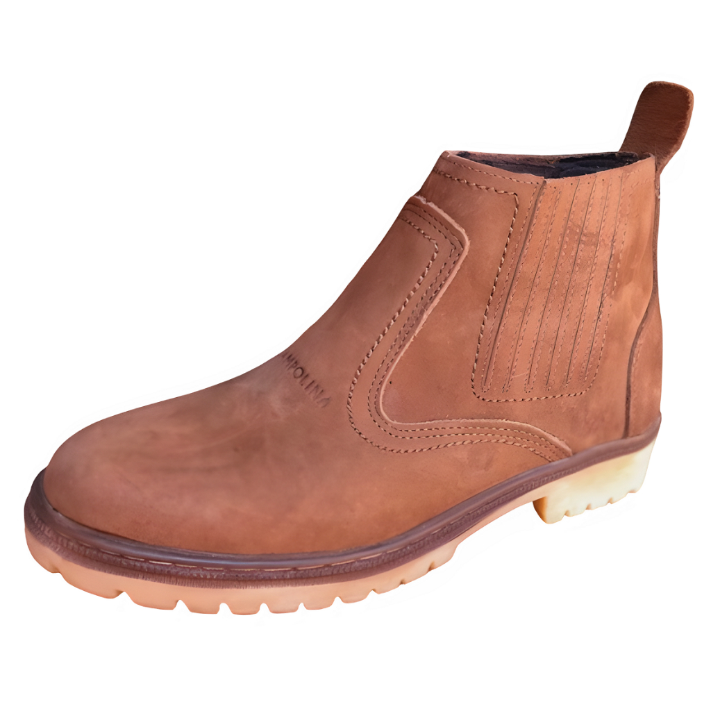 Bota Country Texana Estilo Coturno Sem Cadarço Trilha Aventura Caminhada Mato Botina Couro 2080 Leve