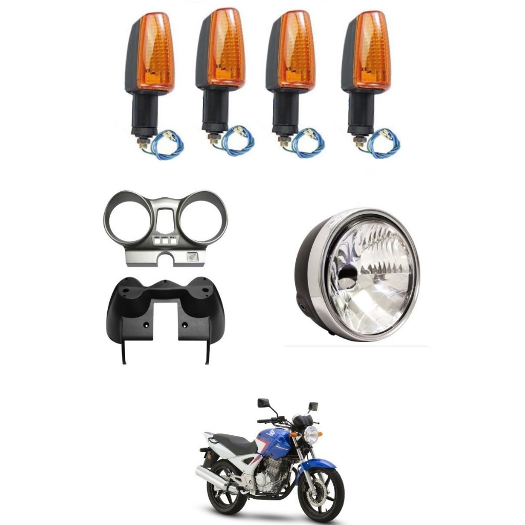 Farol Completo e Carcaça Painel + 4 Piscas Moto Cbx 250 Twister Até 08