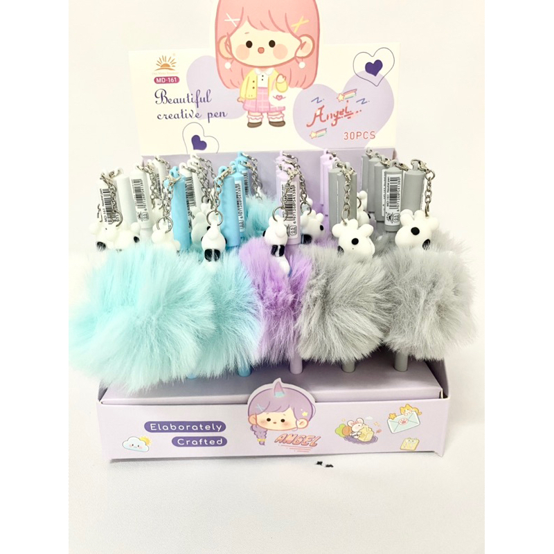 CANETA de gel fofa divertida de POMPOM CAVARINHO Pelúcia de ponta fina 0,5mm