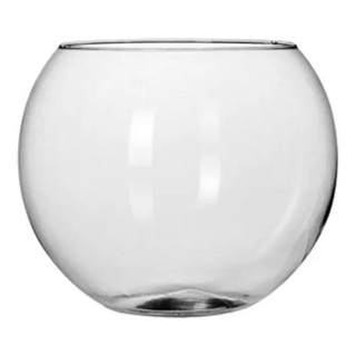 Aquario Redondo De Vidro Grande 5 Litros - Decoração Cor Transparente Liso