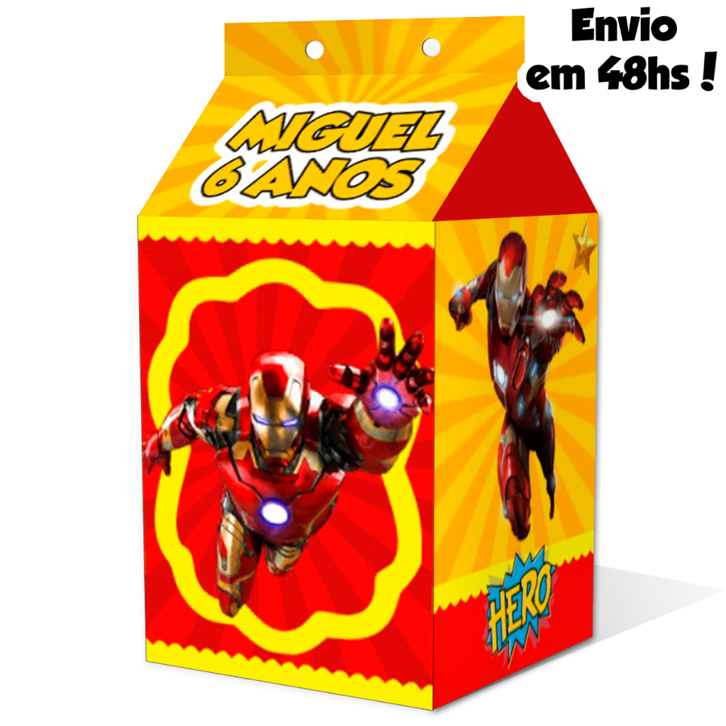 10, 20, 30 ou 40 caixa milk personalizada homem de ferro kit festa de aniversário (envio rápido)