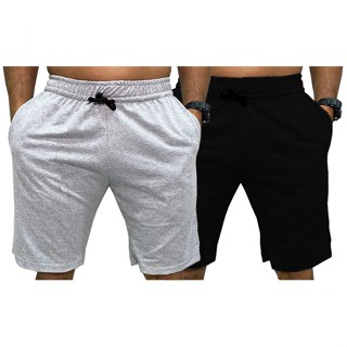 Kit 2 Bermudas Moletom Short Com Bolso Treino Casual Cores Básico Esporte verão Moletinho Summer Beach