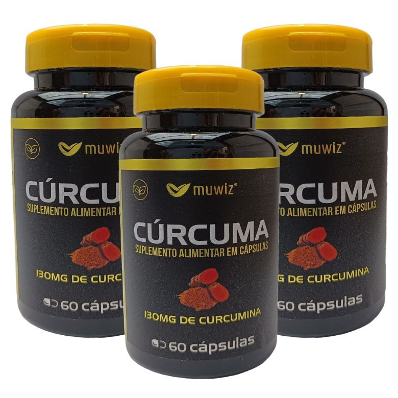 Kit 3x Cúrcuma: 130mg de Curcumina 60 Cápsulas Muwiz