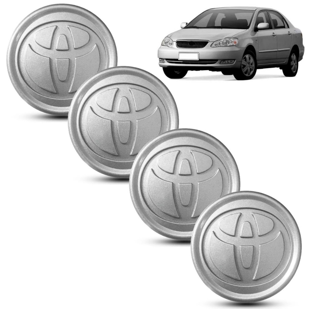 Kit 4 Calota Calotinha 55mm Centro Tampa Roda Toyota Corolla Fielder 2002 até 2009 Prata em Oferta na Shopee