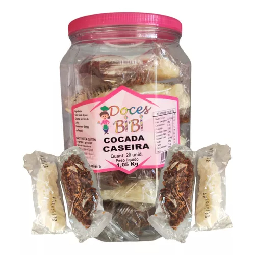 Doce De Cocada Artesanal Mista Com 20 Un 1.050 Kg Sem Glúten