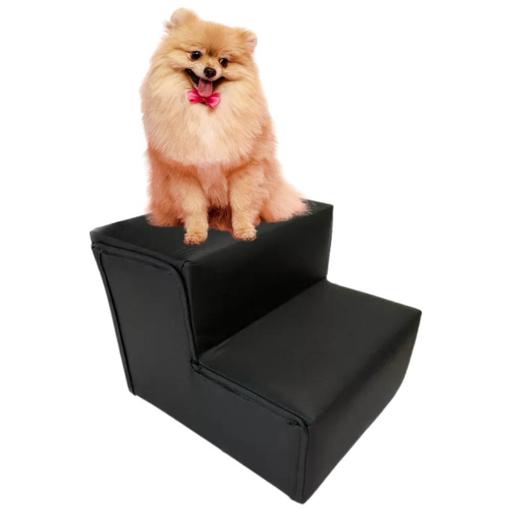 Escada Pet 02 Degraus Corino Preto Cachorro Gato