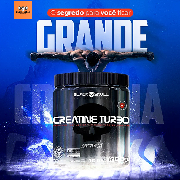 Creatina Monohidratada Creatine Turbo 300g - Black Skull