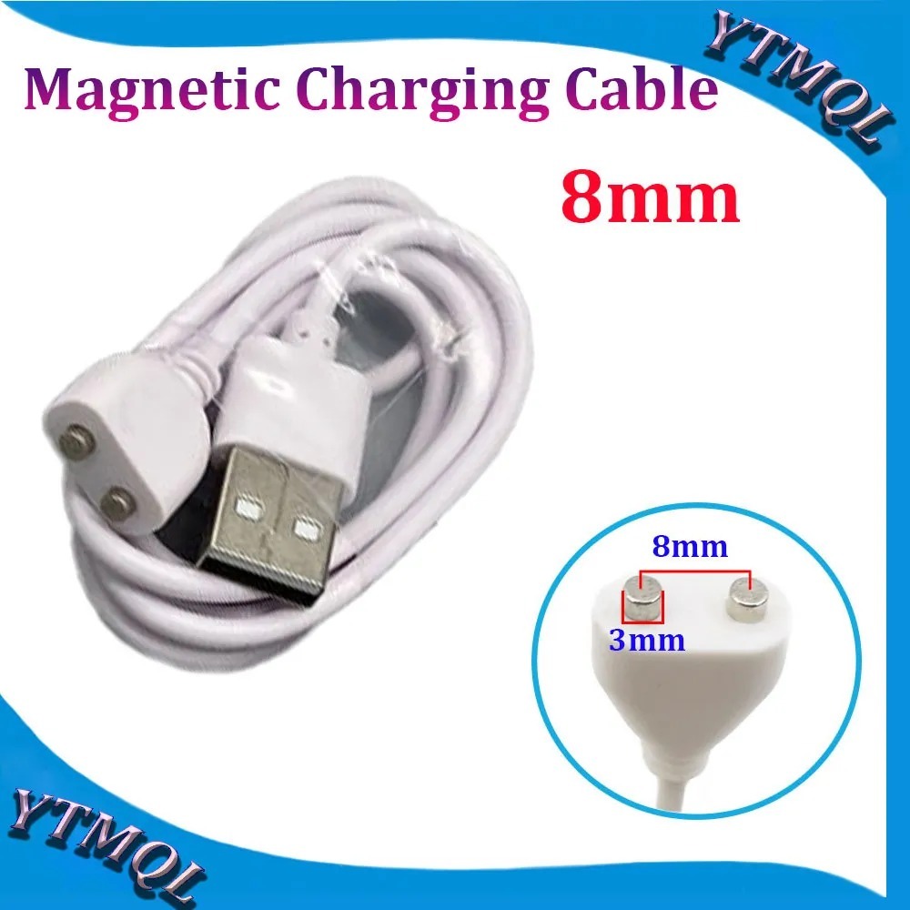 Cabo Usb Magnético 2 Polos 8mm Para Vibradores Massageador Cor Branco