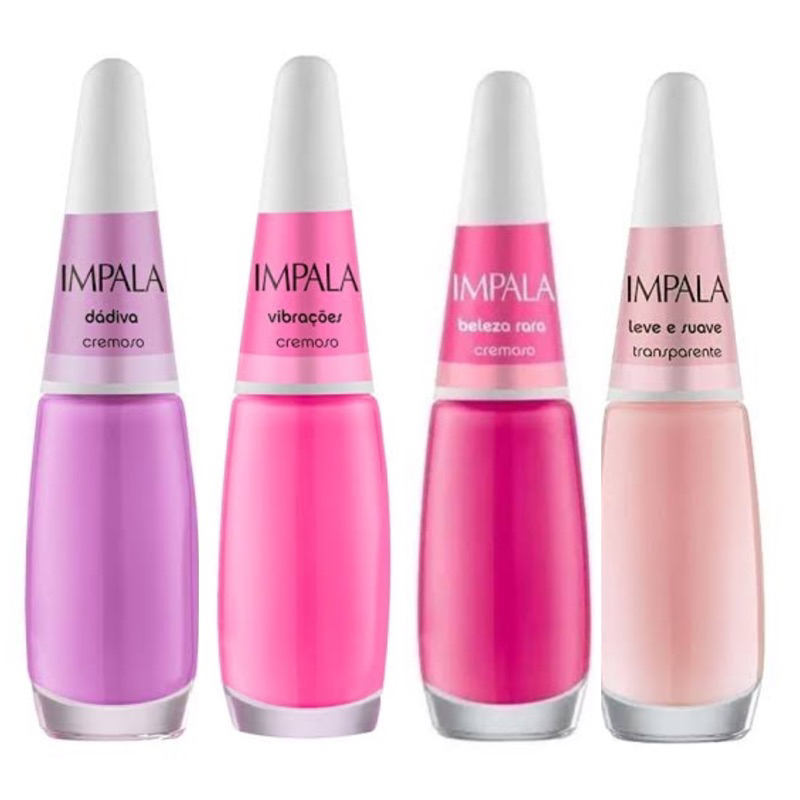 Kit 4 Esmalte Impala Tons de Rosa Mais Vendidos Dádiva , Vibrações , Beleza Rara e Leve e Suave