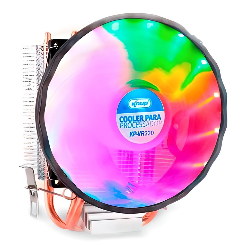 Cooler Gamer Processador 120mm Led RGB 2 heatpipe Intel AMD 1156 1155 1151 1150 1200 1700 AM5 AM4