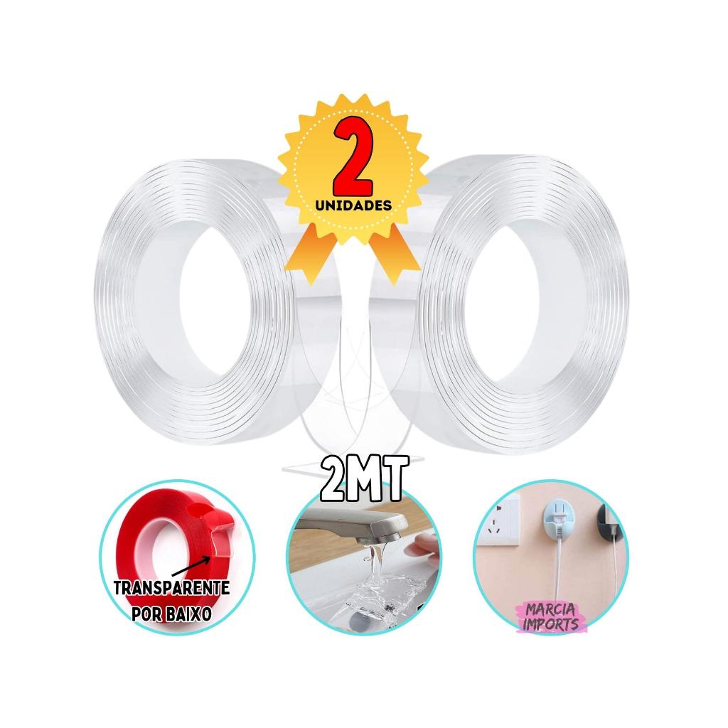 Fita Dupla Face Fort Transparente Fitas Adesiva KIT 2 UNI dois tamanhos Pronta Entrega