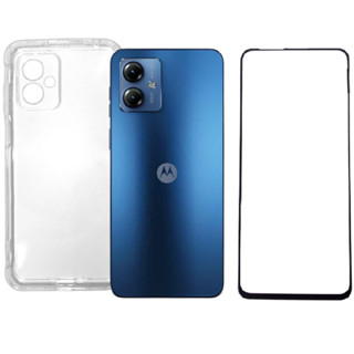Capa Capinha Case Para Moto G14 Transparente Anti-Shock + Película 3D