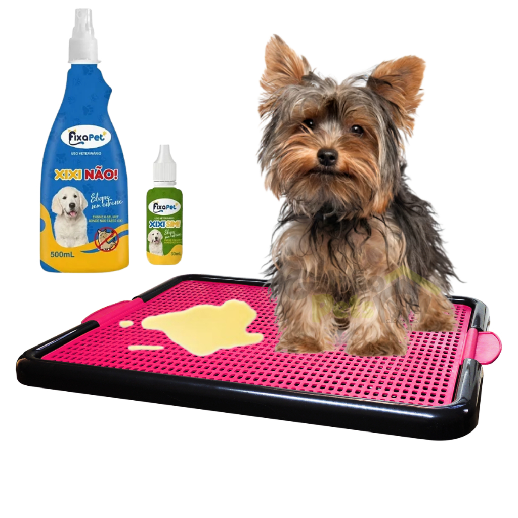 Sanidog Banheirinho Sanitário Para Cães Pets + Educador Adestrativo Xixi Sim e Xixi Não Fixa Pet