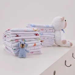 Kit 10 Pano De Boca Fraldinha Luxo Estampada 35x35cm Comum Pacote 100% Algodão