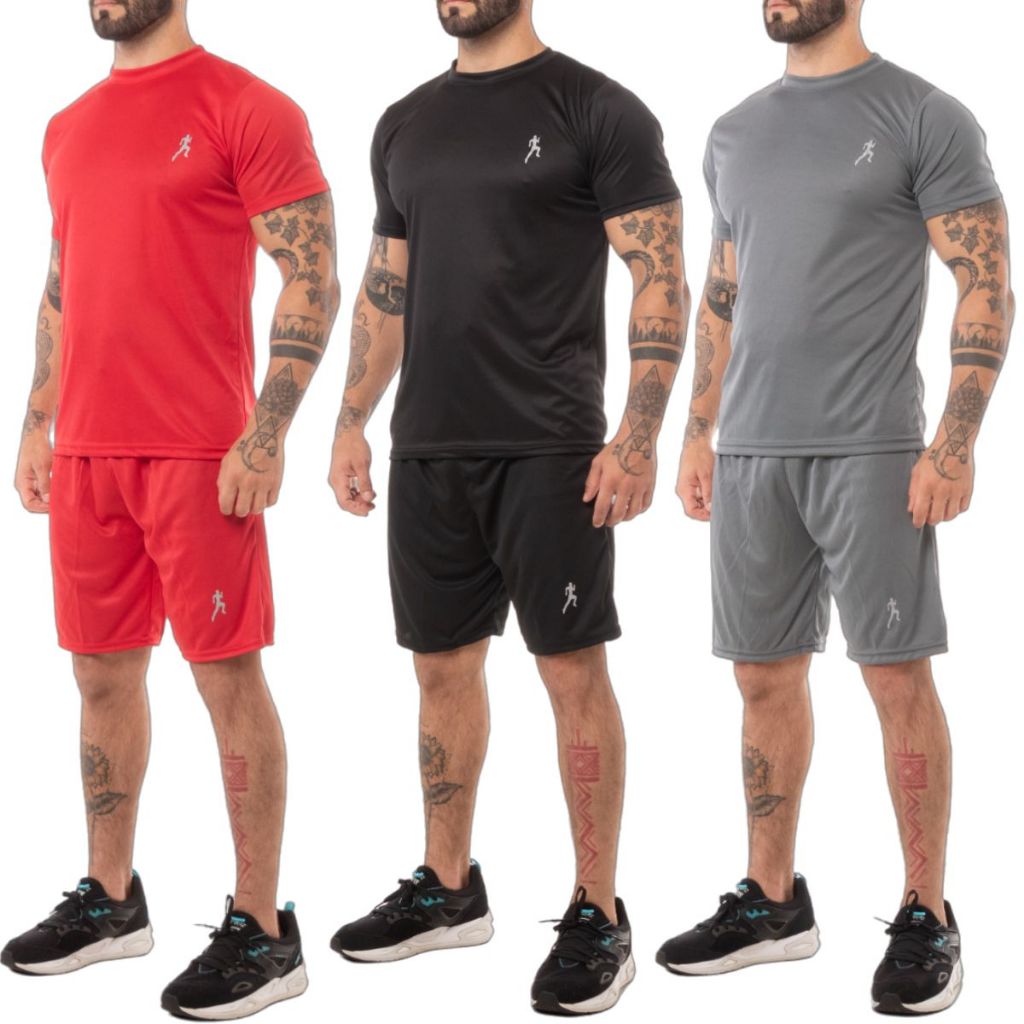Kit 2 Camisetas Masculinas + 2 Bermudas Masculinas Academia - Conjunto em Oferta na Shopee